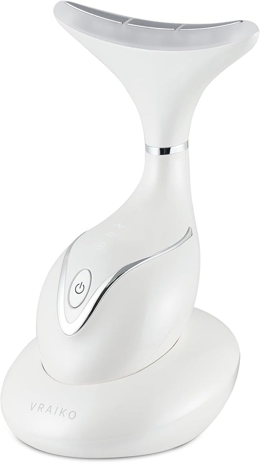 Iris Neck Face Massager, Pro Face Sculpting Tool with Charging Base, All-in-1 Facial Device for Enhanced Absorption, Radiance, Contouring, Elasticity, Home Facial Spa (White)-VivaGrace Women