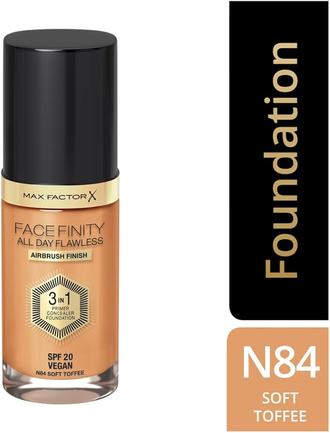 Max Factor Facefinity 3-in-1 All Day Flawless Liquid Foundation, SPF 20-84 Soft Toffee, 30 ml-VivaGrace Women