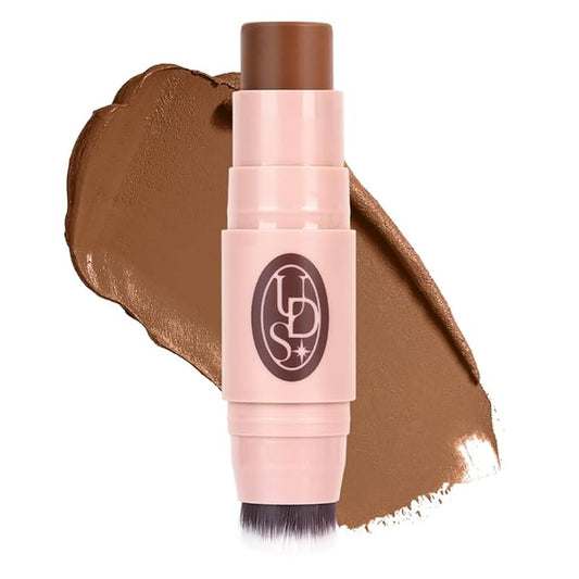 Multi-Use Waterproof Makeup Cream Blush Stick with Brush, Unidollss 3-in-1 Contour Bronzer Blush Stick for Cheeks, Eyes, and Lips, All day wear, Easy Application (07 MOCHA)-VivaGrace Women