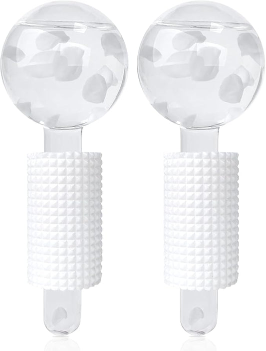 Ice Globes & Ice Roller for Face and Eyes - Facial Massage Tools for Skin Care, Reduce Wrinkles & Puffiness, Cooling Globes & Roller Ball for Glowing Skin 2PCS (White)-VivaGrace Women