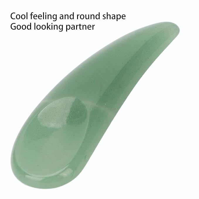 Spatula Scoop, Curved Cosmetic Spatula Scoop Mini Gua Sha Jadestone Curved Makeup Eye Cream Cosmetic Spatula Reduce Puffiness, Bags And Dark Circles Under the Eyes (Green)-VivaGrace Women