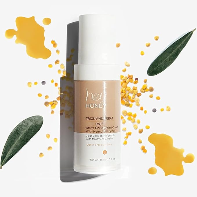 Hey Honey Trick and Treat CC Cream SPF 46 | Active Moisturizing Color Correcting Cream with Honey & Propolis | Best Cover For Rosacea, Skin Redness & Mature Skin | Cruelty-Free | 1 oz (Deep)-VivaGrace Women