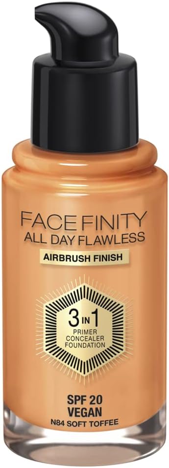 Max Factor Facefinity 3-in-1 All Day Flawless Liquid Foundation, SPF 20-84 Soft Toffee, 30 ml-VivaGrace Women