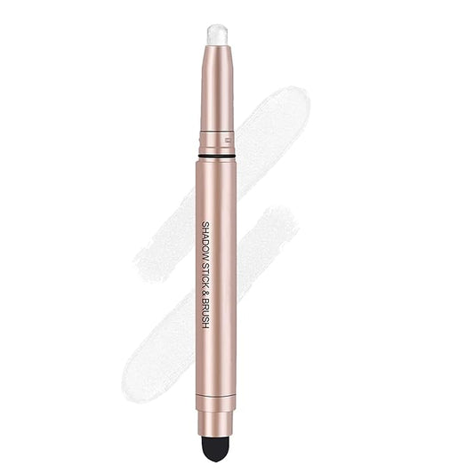 White Cream Eyeshadow Stick, Single Shimmer Eyeshadow Pencil, Waterproof Long Lasting Eye Shadow Stick Makeup, Hypoallergenic High Pigmented Eye Highlighter Pen Create Multi-Dimensional Eyes Look 01#-VivaGrace Women