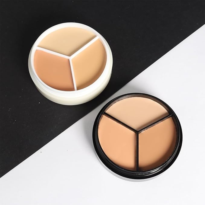 Pro 2pcs Tri-color Face Concealer Contour Palette.Demi Beige Color Correct Cream Foundation Palet.Natural Ivory Cream Makeup Plate Waterproof-VivaGrace Women