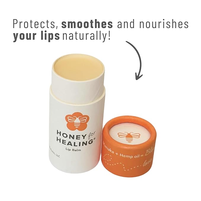Lip Balm Moisturizer with Manuka Honey 15+ UMF, Coconut Oil, and Castor Oil For Chapped, Cracked, Dry Lips | Protects, Smoothes, and Nourishes your Lips | 0.25 oz / 7 gr. (Natural)-VivaGrace Women