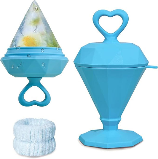 Rena Chris Ice Roller for Face: Diamond Ice Facial Roller, Reach Detailed Areas, De-Puff Eye Bags, Reusable Silicone Massage Ice Mold with Face Wash Wristband, Skin Care Tools for Women(Blue)-VivaGrace Women
