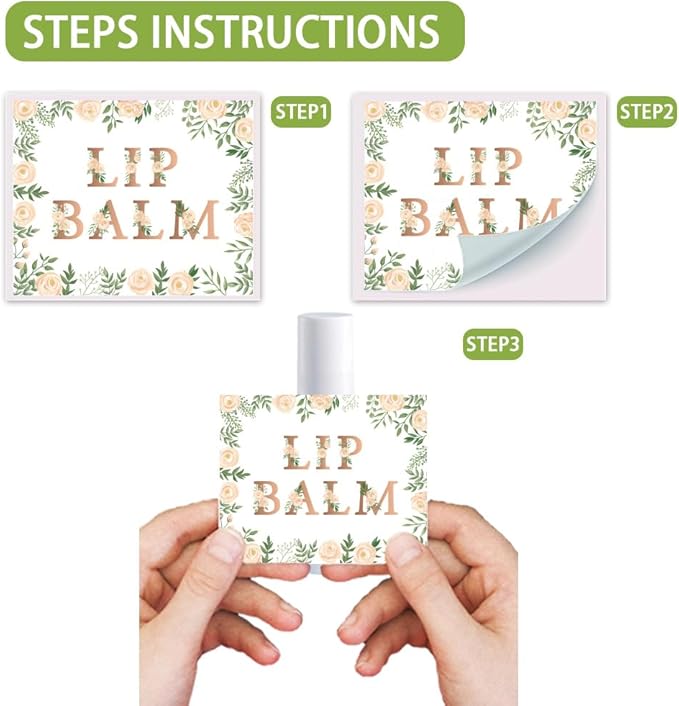 OLYCRAFT 100Pcs Self-Adhesive Lip Balm Tag Stickers 1.7x2.1 inch Waterproof Adhesive Label with Flower Patterns Rectangle Lipstick Tag Sticker for Lip Balm Container Tubes Lipstick Wrapping Decoration-VivaGrace Women