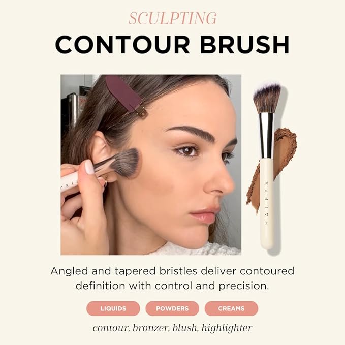 HALEYS Makeup Brush Set 5 pcs: Soft, Streak-free, Perfect Blending, Buff, Blurs and Smooth, Premium Luxury Vegan Bristles, For Liquid, Cream or Powder, Vegan, Cruelty-free, Sustainable Wood-VivaGrace Women