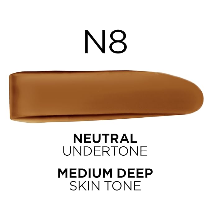 L'Oreal Paris True Match Super-Blendable Foundation, Medium Coverage Liquid Foundation Makeup, N8, Medium Deep, 1 Fl Oz-VivaGrace Women