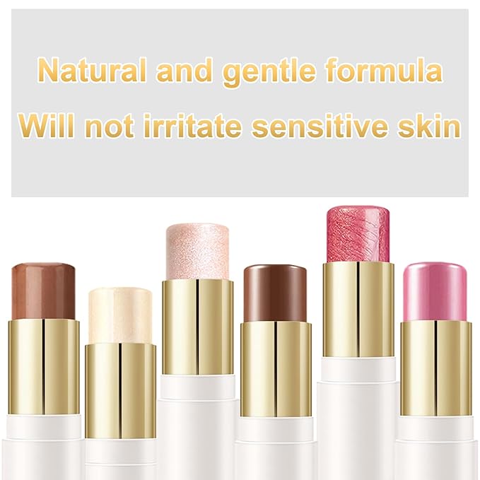 6 Colors Cream Contour Stick Makeup Contour Kit,Double-ended Cream Bronzer Stick for Sculpt, Highlighter Stick,Cream Blush Stick,Lightweight Contour Makeup Kit, Matte & Dewy Finish (SET B)-VivaGrace Women