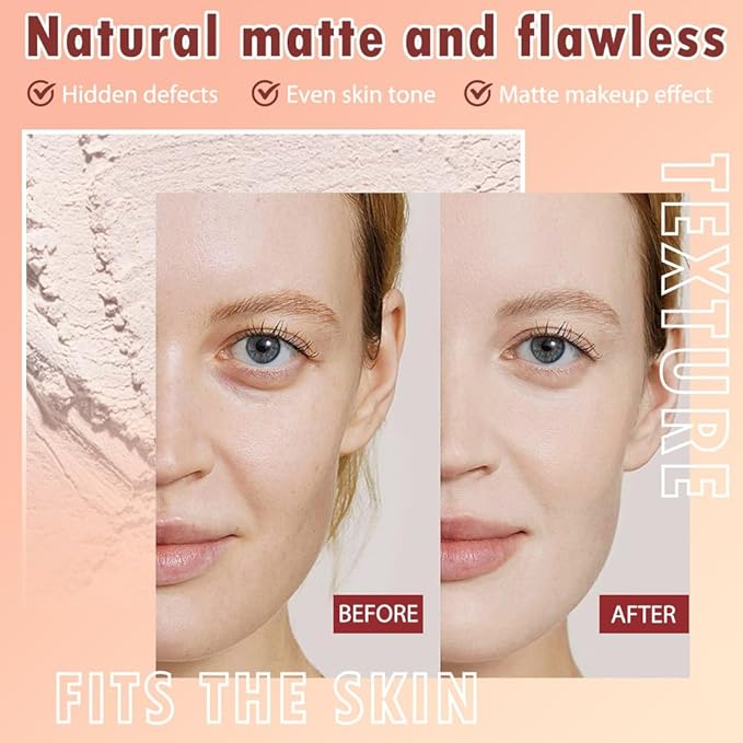 Oil Control Face Pressed Powder, Matte powder setting powder, long-lasting and waterproof loose powder, Flawless Lightweight Face Cosmetics, Cruelty-free, (01, 1 Pcs)-VivaGrace Women