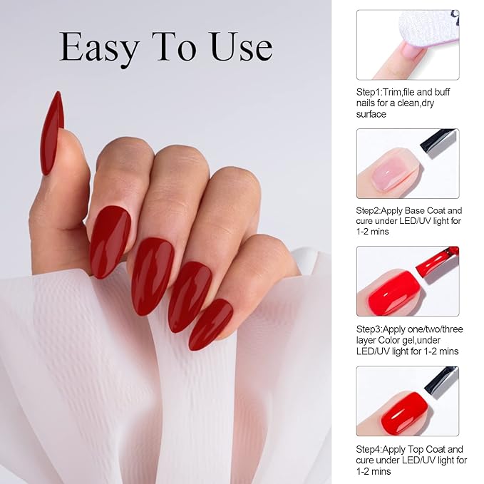 Imtiti Red Gel Nail Polish, 1 Pcs 15ml FireBrick Color Soak Off LED Long-Lasting Nail Gel Polish Nail Art Starter Manicure Salon DIY at Home, 0.5 Fluid Ounces