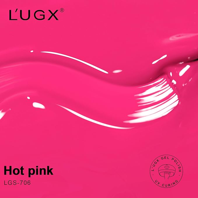 L'UGX Hot Pink Gel Nail Polish - Fall Bright Pink Color, 15ML Long Lasting UV French Tip Gel Colors for Nails Art DIY Manicure & Pedicure at Home Salon Holiday Gifts for Women