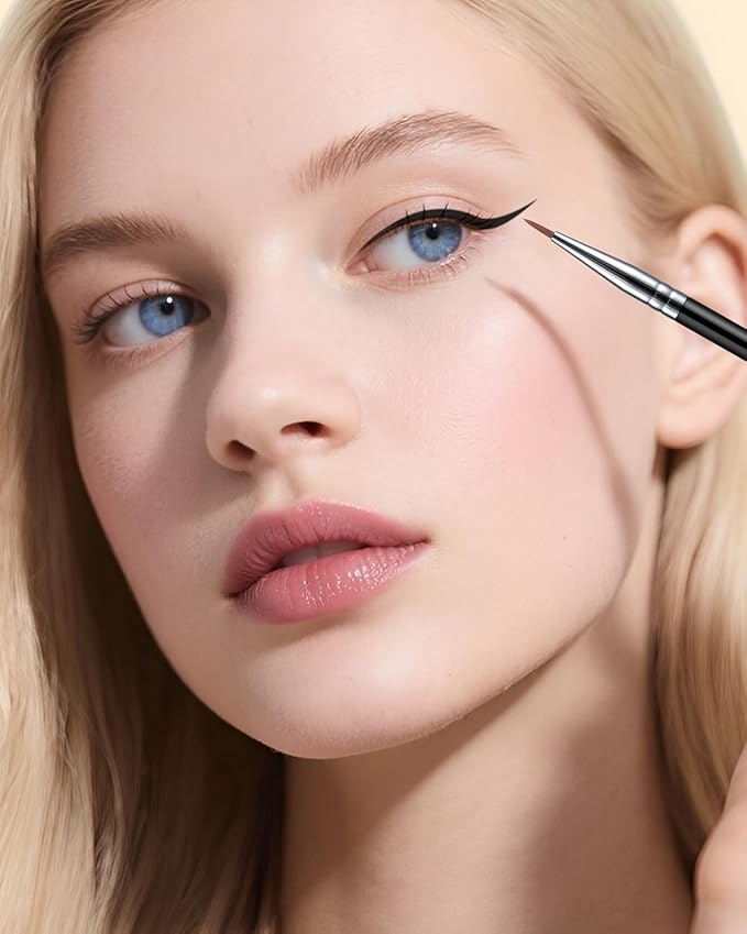 Eyeliner Brush Ultra Fine Point Premium Gel Eyeliner Brush Nylon Bristles Professional Makeup Tools for Lquid Powder And Paste Black (E819)-VivaGrace Women