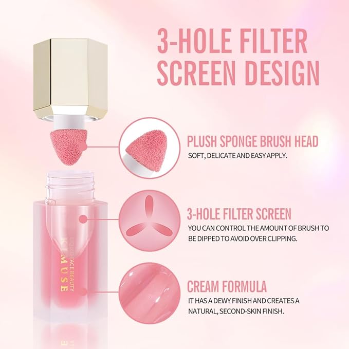 KIMUSE Soft Cream Blush Makeup, Liquid Blush for Cheeks, Weightless, Long-Wearing, Smudge Proof, Natural-Looking, Dewy Finish-VivaGrace Women