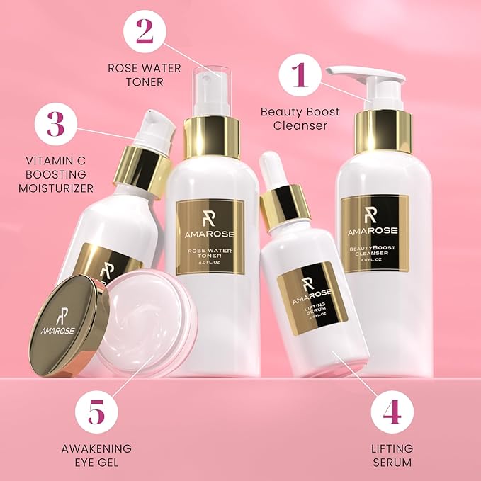 Amarose Rose Water Spray - Revitalizing, Facial Toner - Water for Face - Rose Water Toner - All Skin Types - Hydrating- Rosewater, Spray, Mist with Hyaluronic Acid-VivaGrace Women