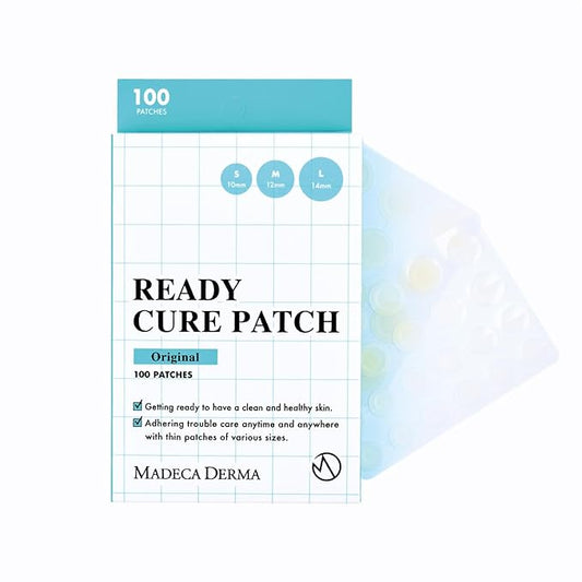 MADECA DERMA Ready Cure Patch Original – Hydrocolloid Acne Patches, Large Pack for Long-Term Use, Multi-Size for Spot, Pimple, Zits & Blemishes Coverage, Ideal for Daily Use (100 Patches / 10,12,14mm)-VivaGrace Women