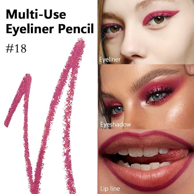 evpct Plum Purple Gel Eyeliner Pencil for Women Waterline Waterproof Smudge Proof Eye Makeup Liners, Purple Mascara Eye Liner Gel Liner Eyeliner with Sharpener delineador de ojos contra el agua 18