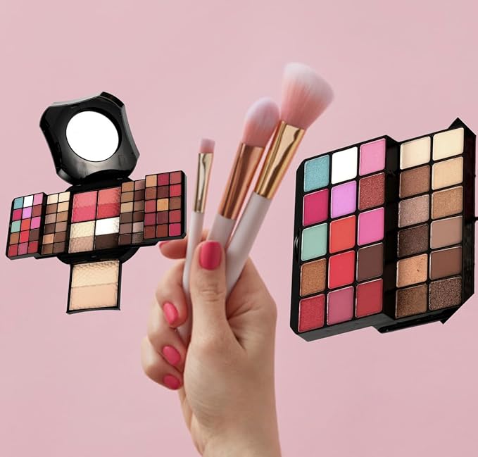 SAMIK Eye shadow blush concealer contour makeup kits full set all in one makeup set cosmetic girl makeup gift box blush set (Black)-VivaGrace Women