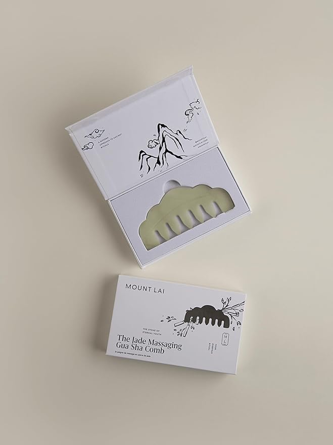 Mount Lai Hand-Carved Natural Jade Gua Sha Scalp Comb – Scalp Massager & Scraping Guasha Tool for Relaxation, Blood Circulation & Cooling-VivaGrace Women