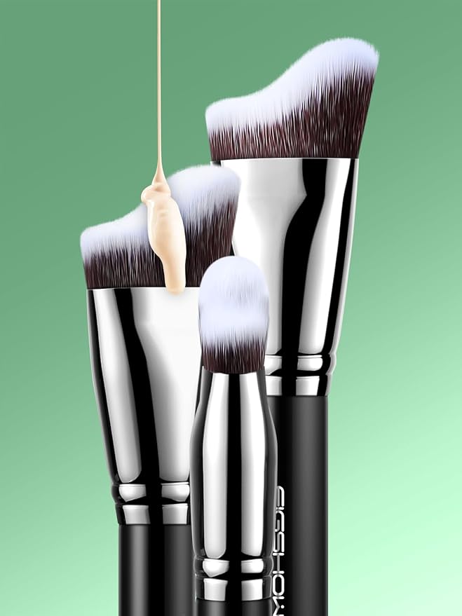 EIGSHOW Foundation Brush with Wave Shaped Head for Liquid, Cream, Powder Blending Cheekbones Jawline, Large Premium Dense Synthetic Bristles (F659)-VivaGrace Women