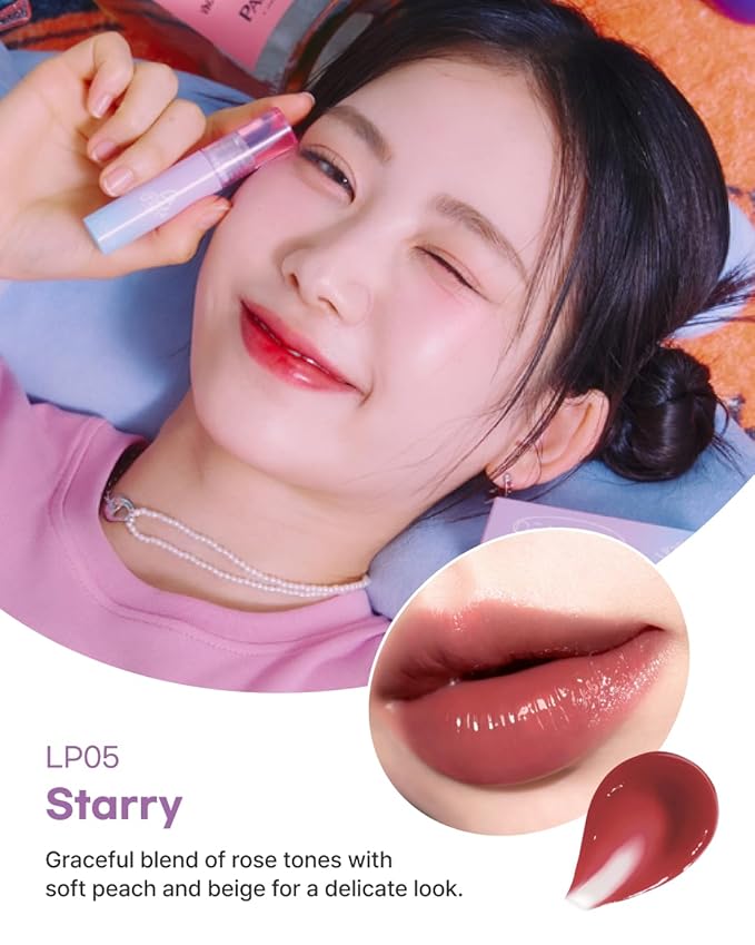 DEARMAY LA PISTE LIP TINT LP05 Starry 0.14 oz. long lasting lip stain with glossy finish and lightweight texture, non sticky, hydrating formula with no flaking and glassy vivid tint, korean makeup-VivaGrace Women