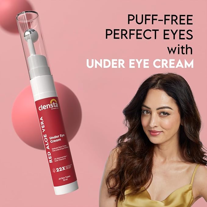 Clensta Aloe Vera Under Eye Cream Roll On | 0.51 Fl Oz (15ml) | Hydrating Eye Cream with Niacinamide | for Puffiness, Dark Circles & Wrinkles-VivaGrace Women