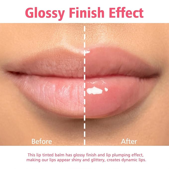 GECOMO Lip Glowy Balm, Moisturizing Lip Gloss, Nourishing Glossy Transparent Plumping Oil, Non-sticky Tinted Toot Lip Balm for Lip Care (BERRY) 0.35oz-VivaGrace Women