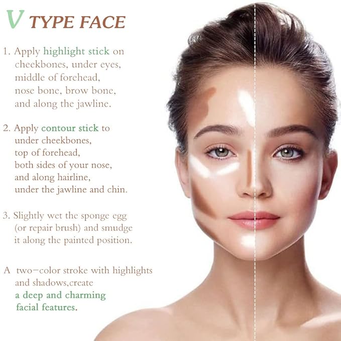 5Pcs Cream Contour Sticks Makeup Kit,Primer Face Makeup Highlighter Stick Contouring Makeup Kit for Beginners,Highlight and Contour Kit,Cream Concealer Makeup Blur Stick-VivaGrace Women