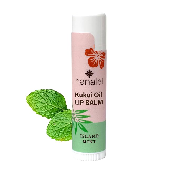 Hanalei Mint Lip Balm and Moisturizer - Natural Kukui Oil, Beeswax Lip Moisturizer - Hydrates, Soothes Dry, Chapped Lips - Made in USA - Island Mint Flavor-VivaGrace Women