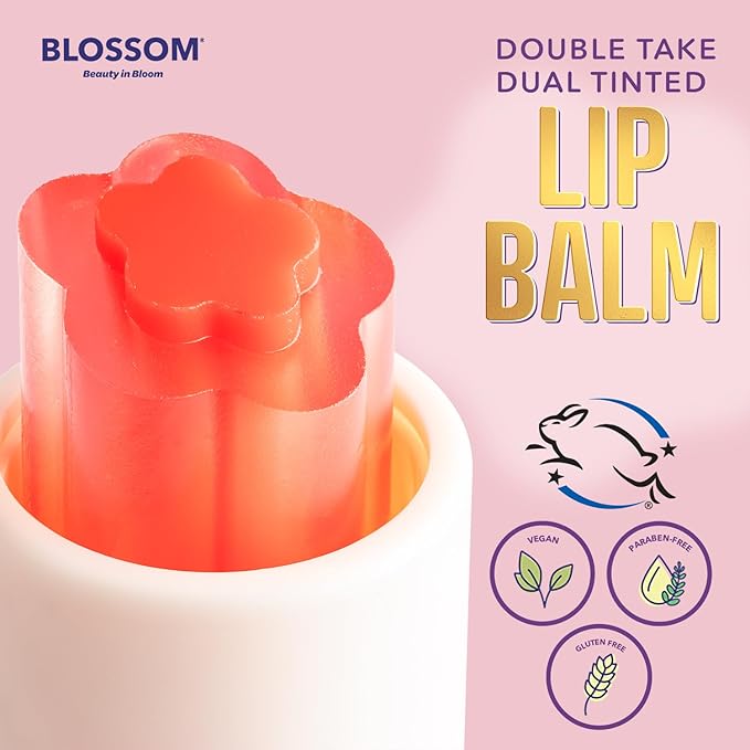 Blossom Double Take Flower Shaped Dual Tinted Moisturizing Lip Balm with Shea Butter, 0.13oz/3.6g, Cherry Red-VivaGrace Women