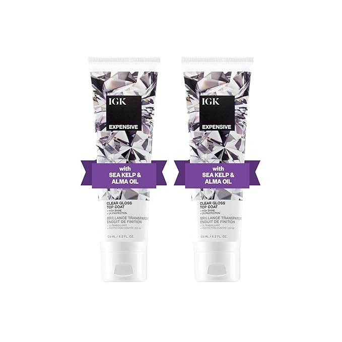 IGK EXPENSIVE Clear Gloss Top Coat | Shine + Strengthen + Smooth | Vegan + Cruelty Free | 4.2 Oz (Pack of 2)-VivaGrace Women