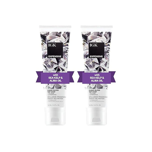 IGK EXPENSIVE Clear Gloss Top Coat | Shine + Strengthen + Smooth | Vegan + Cruelty Free | 4.2 Oz (Pack of 2)-VivaGrace Women