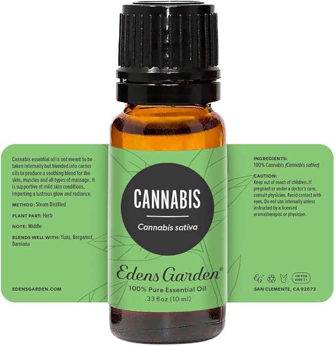 Edens Garden Cannabis Essential Oil- 100% Pure Premium Grade, Undiluted, Natural, Therapeutic, Aromatherapy, The Best for Diffuser, Skin, Candle, Humidifiers 10 ml (.33 fl oz)-VivaGrace Women