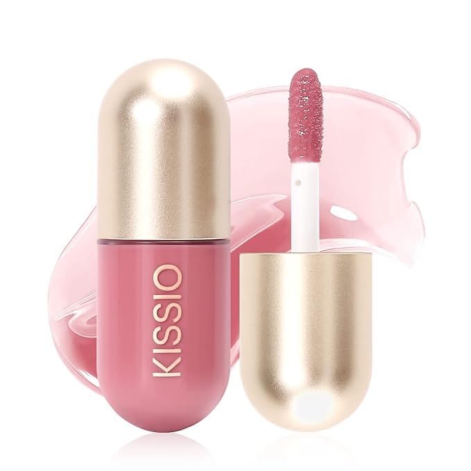 KISSIO Lip Plumper,Color Lip Plumper Gloss,Lip Enhancer,Plant Extracts Plumping Lip Serum,Moisturizing Lip Gloss for Fuller Lips and Hydrated Beauty Lips 5.5ml (02 Fig tea)-VivaGrace Women