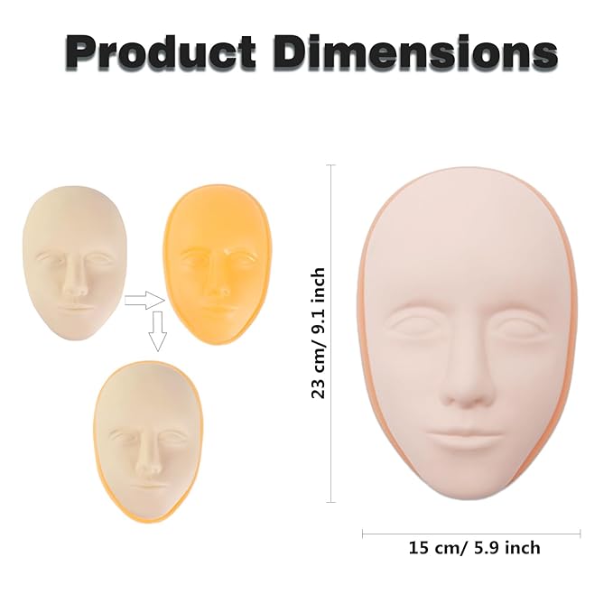 Makeup Practice Face Kit - Includes 6PCS Practice Fake Face & 5D Face Model Stand and Eye Makeup Assistance Tools, Ideal for Daily Makeup Training and Workshops-VivaGrace Women
