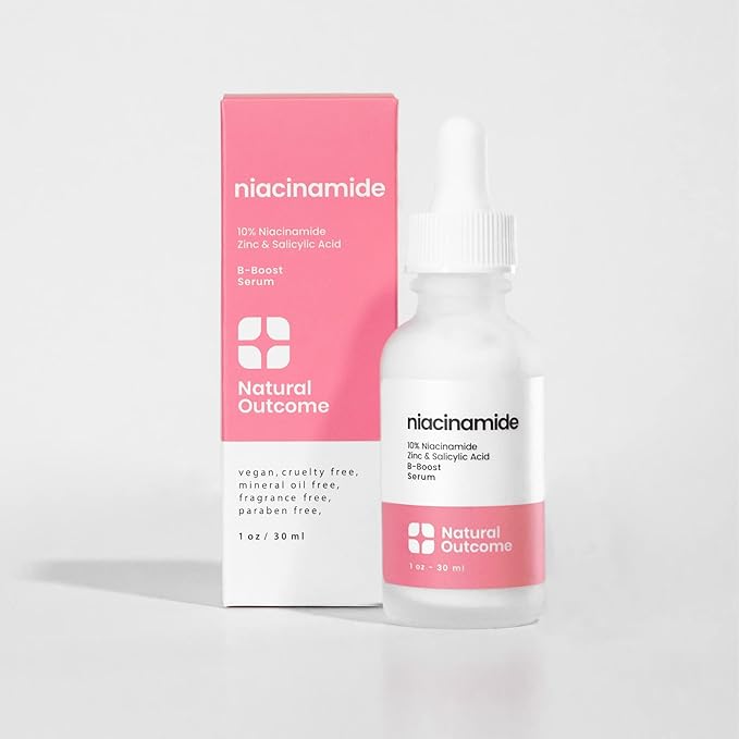 Niacinamide Serum for Face by Natural Outcome Skin Care, B-Boost Niacinamide 10% Plus Zinc 2% Salicylic Acid + Hyaluronic Acid, Acne Treatment + Pore Reducing Serum + Skin Balancing-VivaGrace Women