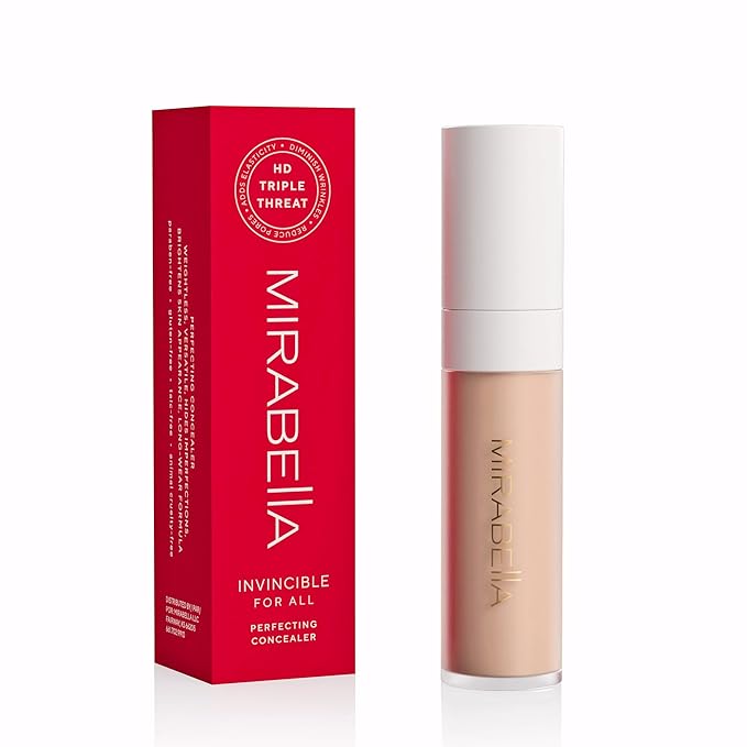 Mirabella Invincible For All Perfecting Under Eye Concealer Full Coverage - Hydrating Makeup Concealer for Dark Circles, Fine Lines & Wrinkles w/Hyaluronic Acid - Tan T190-VivaGrace Women