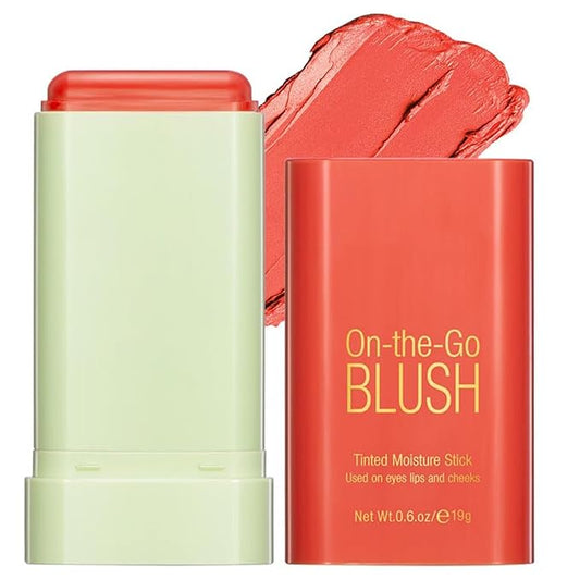 Multi-Use Makeup Blush Stick, Cream Face Blush Makeup Stick for Cheeks Eyes Lips, Super Natural Matte Finish Looking Long-Lasting Moisturizing Blush Stick, Suitable for All Skin (3#, Coral Orange)-VivaGrace Women