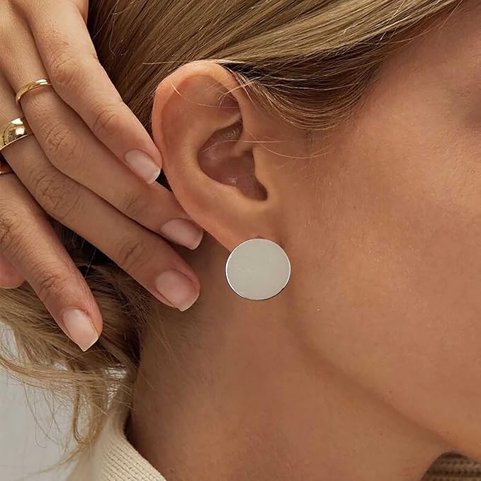 Boho Large Disc Coin Earrings Gold Coin Stud Earrings Geometric Circle Earrings Minimalist Round Circle Disc Earrings Jewelry for Women and Girls-VivaGrace Women