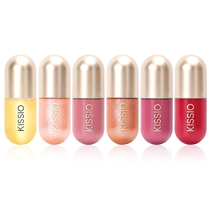 KISSIO Lip Plumper,Color Lip Plumper Gloss,Lip Enhancer,Plant Extracts Plumping Lip Serum,Moisturizing Lip Gloss for Fuller Lips and Hydrated Beauty Lips 5.5ml (03 Lakeside)-VivaGrace Women