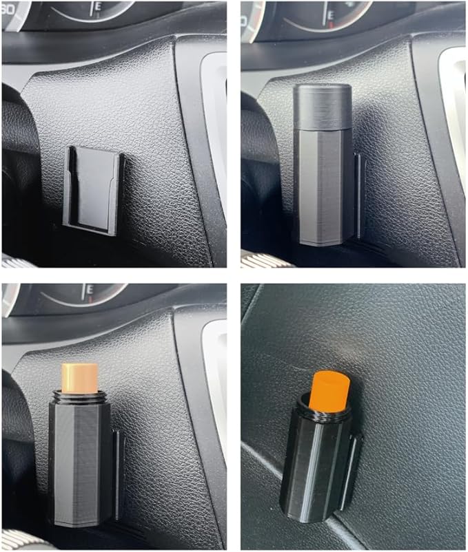 Lip Balm Holder with Car Mount Bracket and Screw Cap Lid for Carrying in Bags Pockets Fits Lip Balm and Lip Stick (1 Pk Blk)-VivaGrace Women