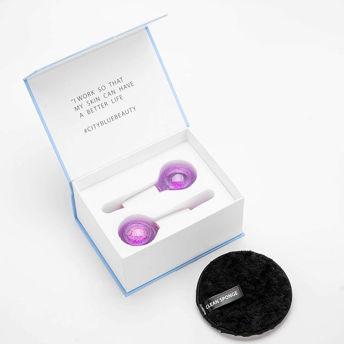 ICE Beauty Balls for Facial, 2PCS Purple Facial Roller for Cold Facial Massage Face Roller Balls with Anti-Freeze Liquid to Reduce Puffiness, Pores, Wrinkles…-VivaGrace Women