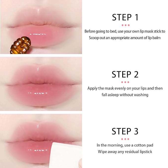 3 PCS Bee Lip Balm Honey Pot, Honey & Strawberry & Watermelon Lip Mask Overnight Propolis Moisturizing Lip Balm Hydrating Prevention Dry and Crack Lip Scrubs Exfoliator Lip Wrinkle Care (Set B)-VivaGrace Women