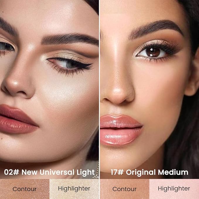 evpct 2in1 Face Shaping & Contouring Stick Cream Contour Concealer Bronzer Stick Makeup Kit for Face Highlighter Makeup Stick contorno maquillaje de maquillaje, NEW Universal Light + ORIGINAL Medium-VivaGrace Women