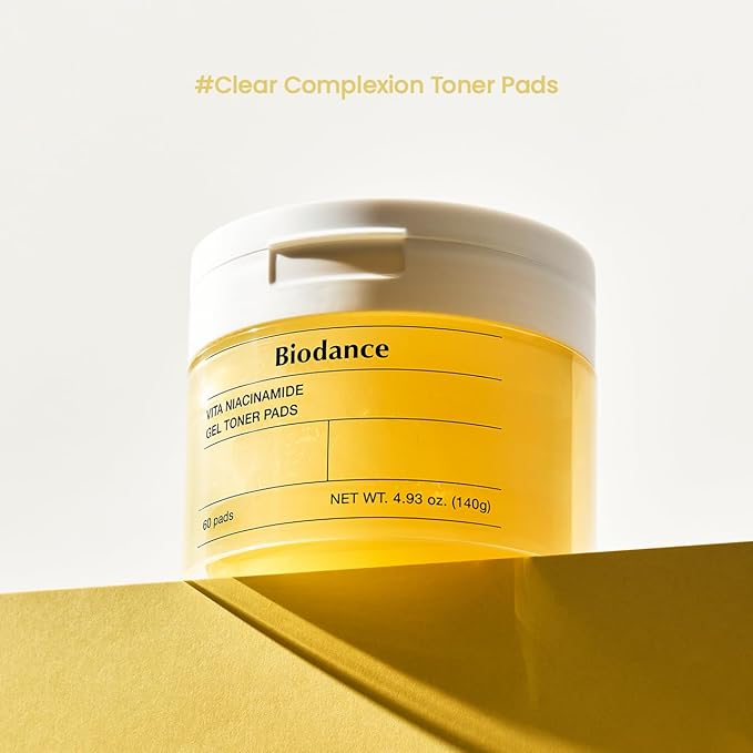 Biodance Vita Niacinamide Gel Toner Pads, Dark Spot Corrector, Evening Skin Tone, Hydrating for Sensitive Skin, Gentle Exfoliating Toner Pads, Korean Skincareㅣ4.93 fl.oz.(140g)*60Pads-VivaGrace Women