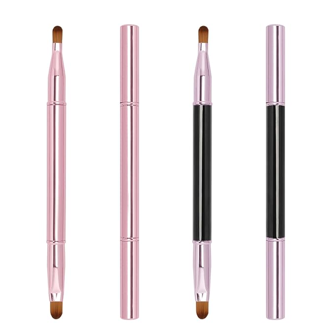 Unaone 2 Pack Lip Brush for Lipstick, Dual-Ended Lip Makeup Brush with Lid, Lipstick Brush for Lip Gloss-VivaGrace Women