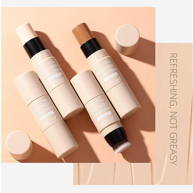 3 Pcs Contour Highlighter Blush Sticks with Brush, Shades with Highlighter & Bronzer Pen & Cream Blush, Waterproof, Longwear Makeup-VivaGrace Women