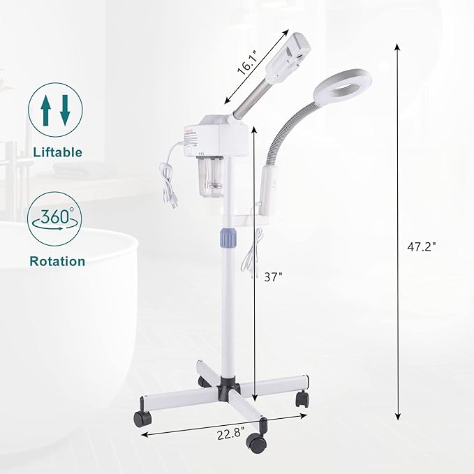 Winado 2 in 1 Professional Facial Steamer with 5X Magnification Lamp & Touch Screen, Esthetician Steamer Humidifier Face Spa Mist Steam for Home Beauty Salon, Personal Skin Care Deep Cleaning, White-VivaGrace Women
